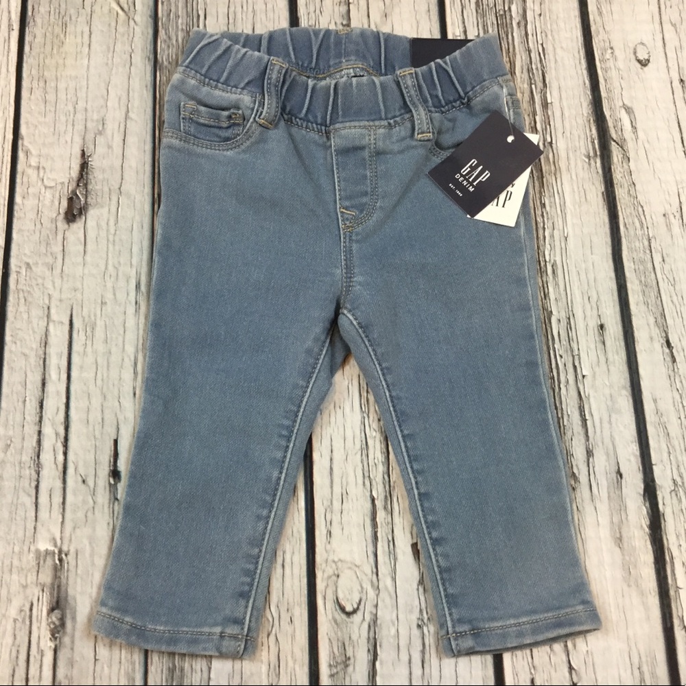 Gap Girls 3-6 & 6-12 Months Pink Kitten Shirt & Soft Denim Jeans Outfit - Picture 4 of 5